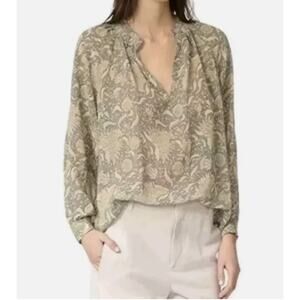 VINCE Vintage Silk Floral Boho Oversized Long Sleeve Top X-Small